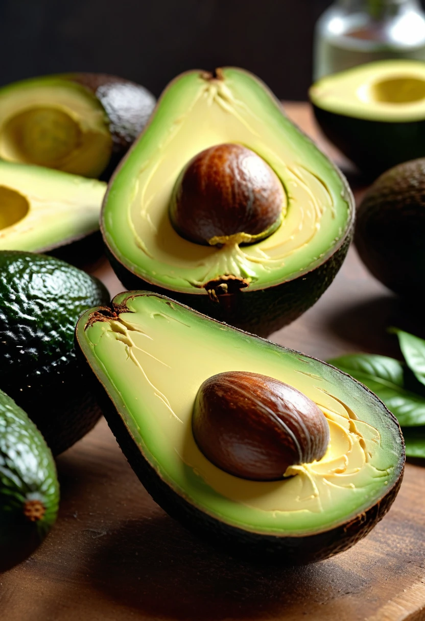a close-up shot of a ripe avocado cut in half, showing the smooth flesh and seed, a cozy kitchen background, photography, illustration, 3d render, ultra hd detail, sharpen details, painting, Digital painting, Cinematic, Hyper-detailed, insane details, Beautifully color graded, Unreal Engine, DOF, Super-Resolution, Megapixel, Cinematic Lighting, Anti-Aliasing, FKAA, TXAA, RTX, SSAO, Post Processing, Post Production, Tone Mapping, CGI, VFX, SFX, Insanely detailed and intricate, Hyper maximalist, Hyper realistic, Volumetric, Photorealistic, ultra photoreal, ultra-detailed, intricate details, 8K, Super detailed, Full color, Volumetric lighting, HDR, Realistic, Unreal Engine, 16K, Sharp focus, —v testp