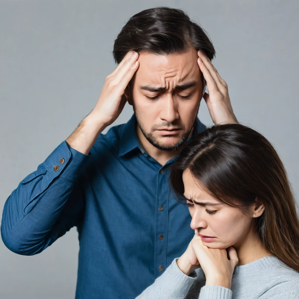 male woman Discouraged I regret it Holding his head
