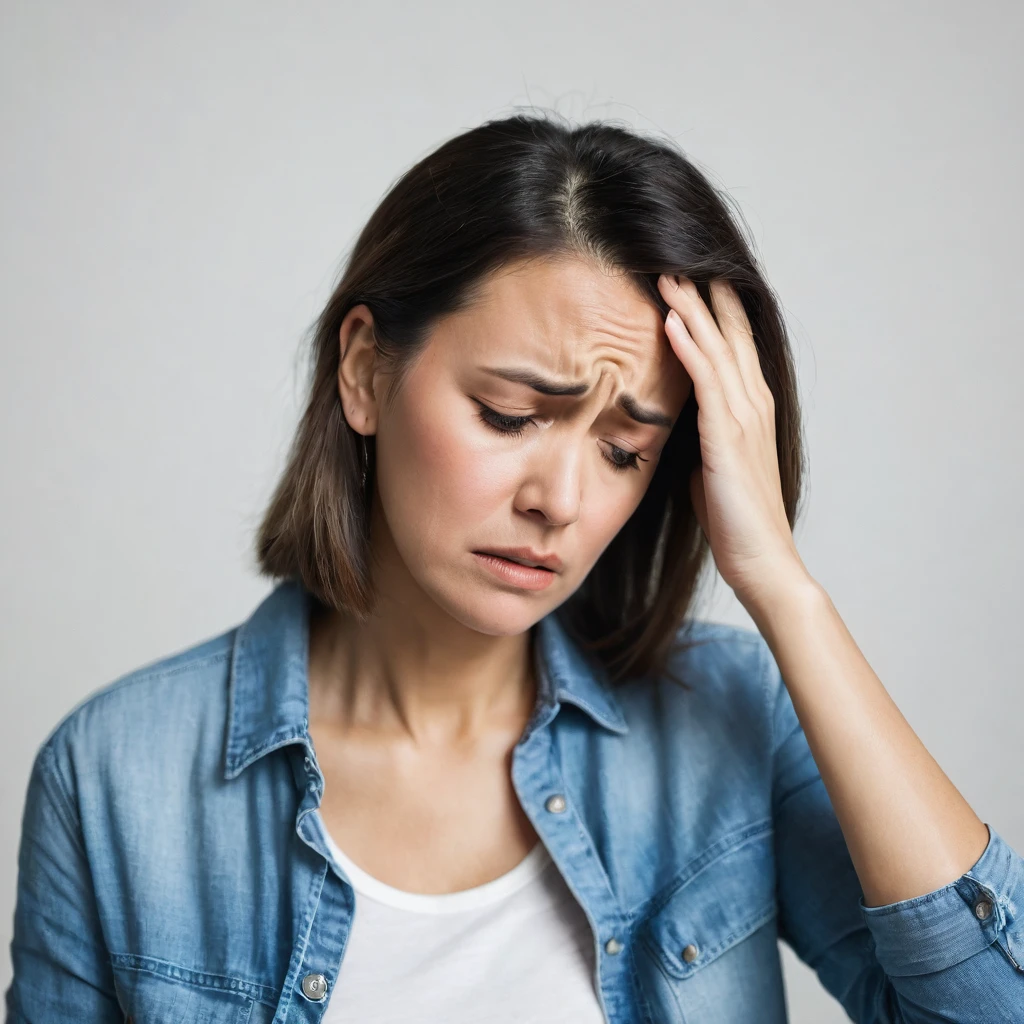 male woman Discouraged I regret it Holding his head