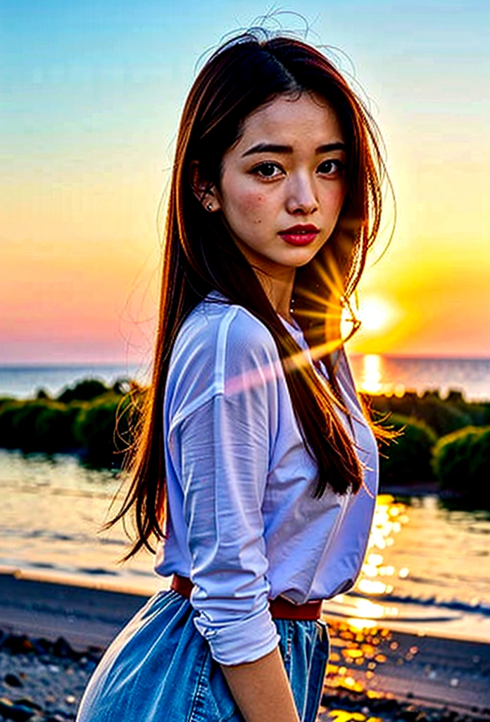 Sunrise view,sun,close up,rich and colorful,Depth of Field,OC Renderer,light,very good,Very detailed,complicated,Viewing angle,CG art