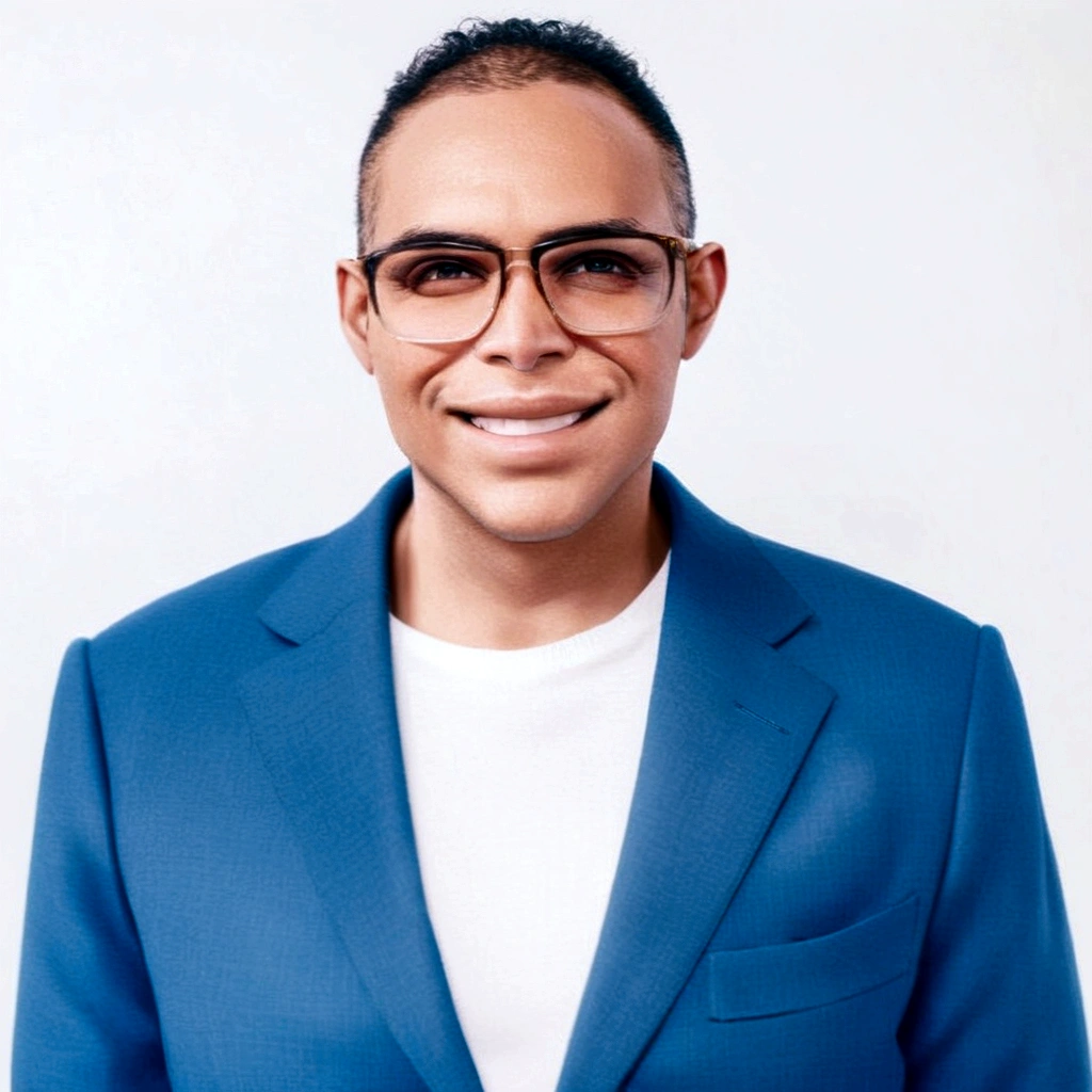 a man in a blue suit and glasses smiles at the camera, wearing suit and glasses, portrait of danny gonzalez, caio santos, foto de perfil com headshot, Gillard James, professional profile photo, jamie reid, david villegas, headshot, alex miranda, Jose Moncada, george pemba, ariel perez, Alejandro Miral, icaro carvalho