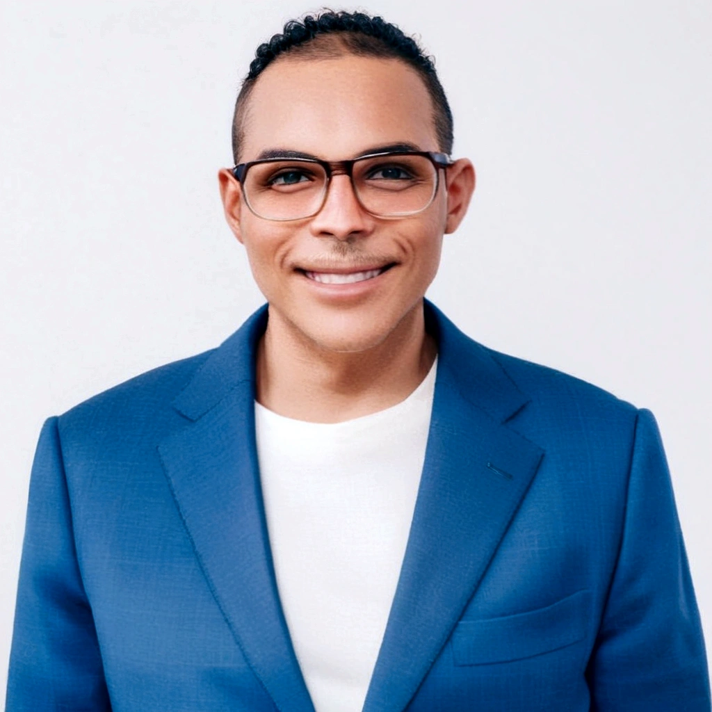 a man in a blue suit and glasses smiles at the camera, wearing suit and glasses, portrait of danny gonzalez, caio santos, foto de perfil com headshot, Gillard James, professional profile photo, jamie reid, david villegas, headshot, alex miranda, Jose Moncada, george pemba, ariel perez, Alejandro Miral, icaro carvalho