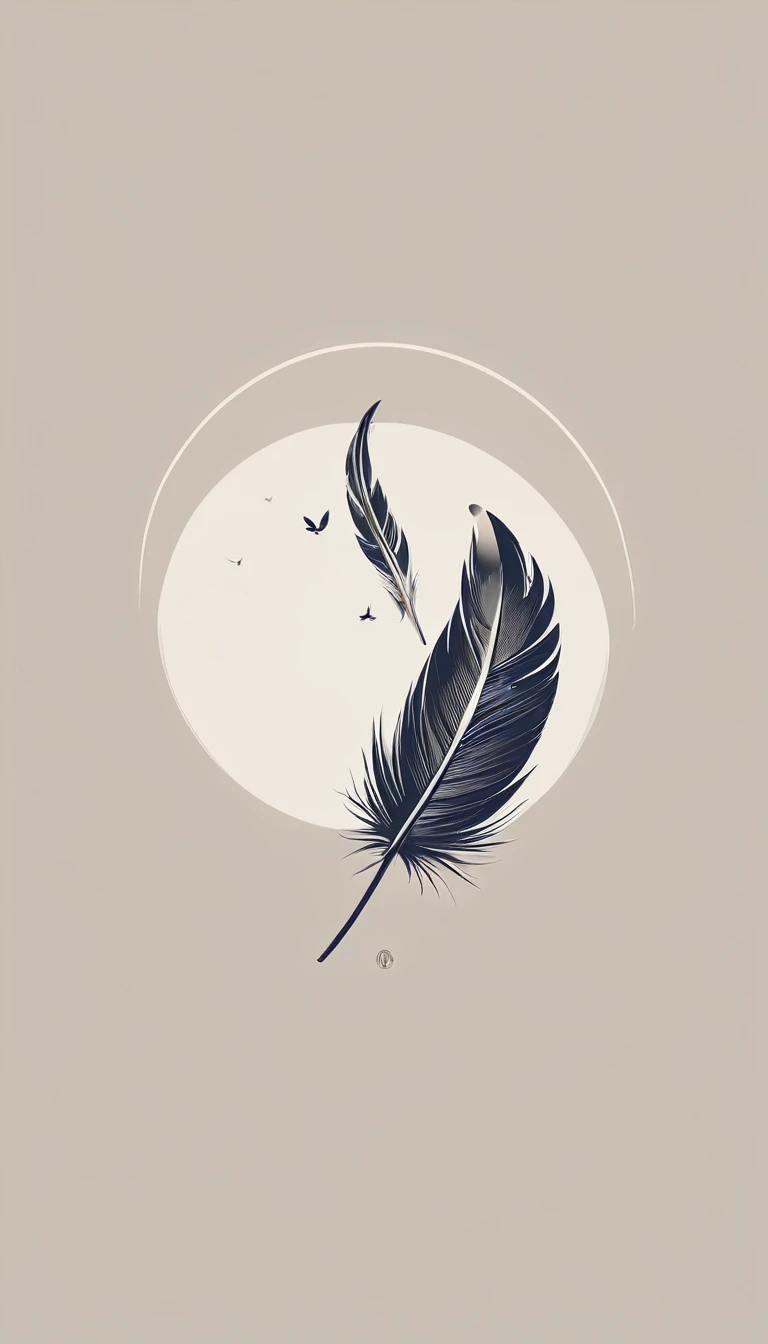 A minimalist, fantastic, poetic, dreamy, captivating, memorable, masterpiece, modern, simple logo design of a boy and a feather for the brand “Penamemoria". The logo must convey a sense of music, stories, memories and dreams. Minimalistic logo design of a boy and a feather.