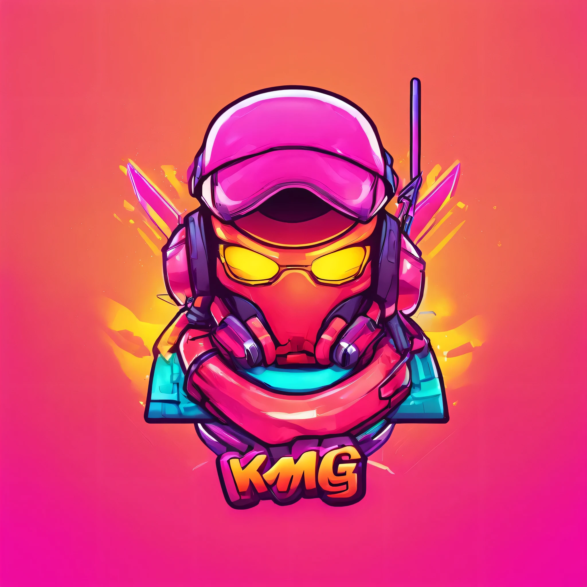 a simple gaming logo, logo for "KMG", colorful vibrant bold text, minimalist futuristic style, 3D text, metallic texture, glowing neon lights, dynamic composition, cinematic lighting, strong contrast, gradient colors, digital art, 8k, high quality, photorealistic, cinematic