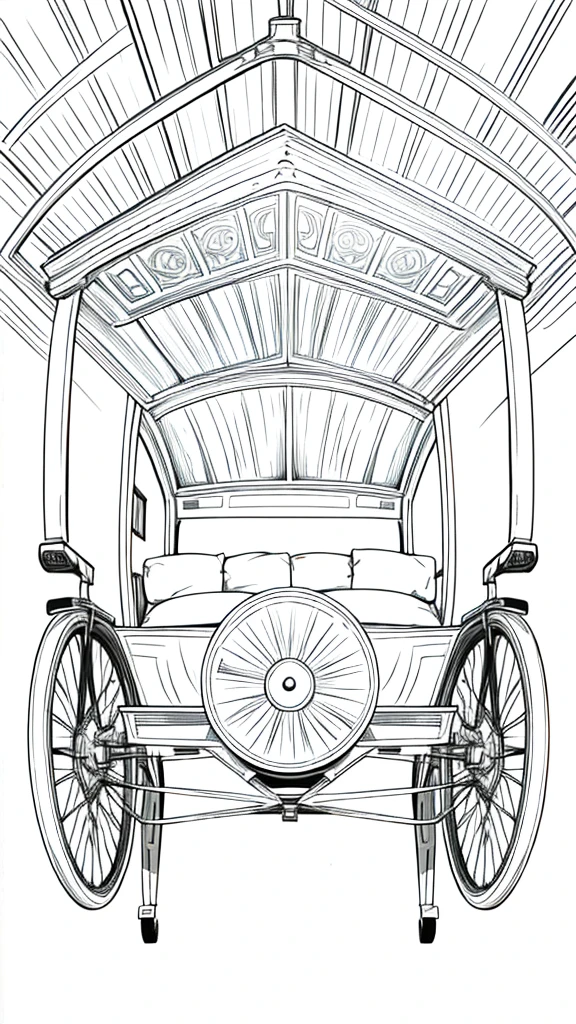 inside of a carriage,(white background,line drawing),