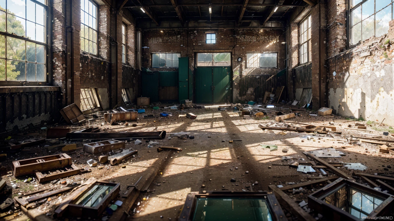 (create an ultra-high definition, hyper-realistic, highly detailed, high-quality image, sharp focus, professional lighting, vivid colors, warm tones and intricate details, representing in detail a abandoned warehouse, rusted metal, grime, oil stains, demolition, rubble, dirt, weathered textures, industrial setting, workshop tools, dirty environment, grease, windows with broken glass with natural sunlight reflecting). Fujifilm XT3 sharp focus, professional lighting, vivid colors, intricate details, film grain, Fujifilm XT3 realistic painting art, f5.6, physically-based rendering, natural lighting, cinematic lighting ,dramatic lighting, professional, dynamic movement, colorful lighting, vibrant colors, studio lighting, professional photography, cinematic composition, symmetrical framing, landscape, Utilize state-of-the-art deep learning models and adjust parameters according to quality metrics such as Structural Similarity (SSIM) and Perceptual Loss to create an image that is indistinguishable from a real, high-quality photograph , fine-tuning, (be creative), (best quality,4k,8k,16k,Highest,masterpiece:1.2),(realistic,photorealistic,photo-realistic:1.37), (extremely detailed CG unit, 16k wallpaper), 16k UHD, 16k HDR, (ultra-high definition, hyper-realistic, highly detailed, high-quality image, sharp focus, professional lighting, vivid colors and intricate details),