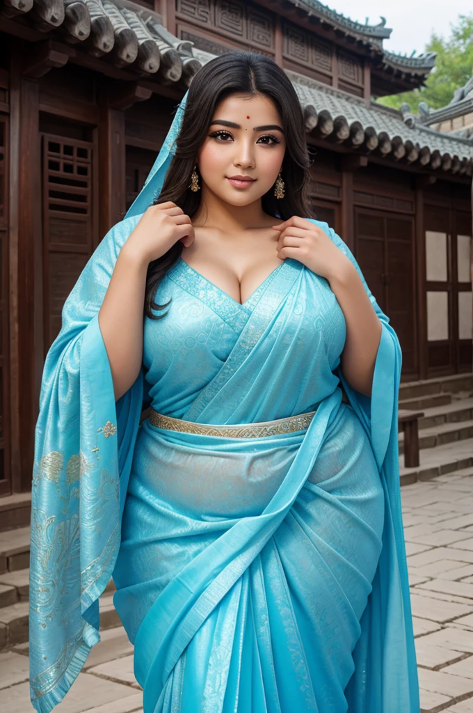 1 Heavenly beautiful and goddess beauty cute and sweet looking face Arabian female in front of Hongcun Ancient Village – Huangshan, China, Heavenly beautiful Overweight, Heavenly beautiful Extremely fat, Heavenly beautiful and attractive Chubby figure , Heavenly beautiful looking and eye catching luxury style Patola Sarees , reaching out, Heavenly beautiful Arabian woman, 16k, High resolution, masterpiece, highest quality, fine skin, outside view, Realistic Photograph, close up face view