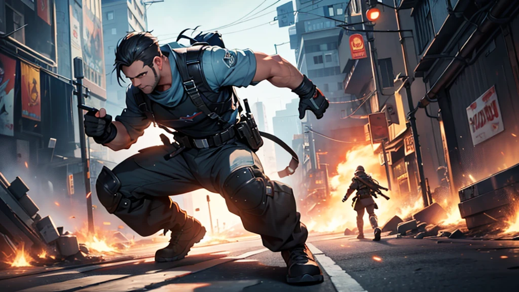 Create a youtube video cover on the subject of video games, like an action scene.
