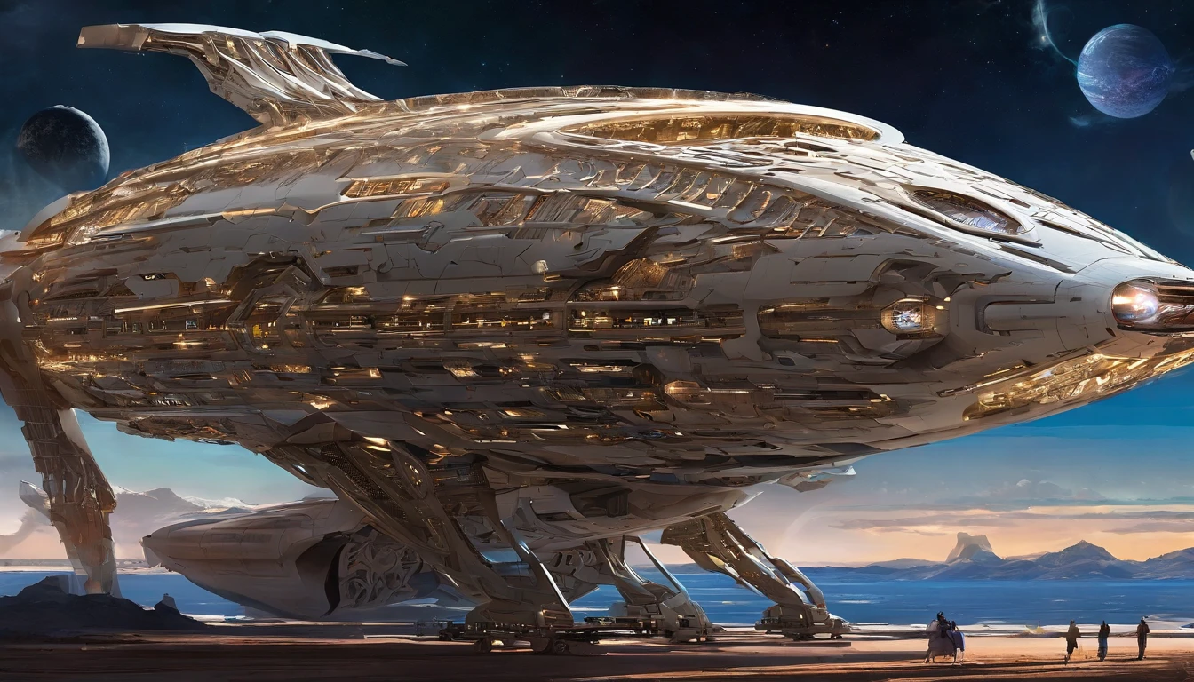 Am astounding blend of Victorian and futuristic elements, a unique starship takes center stage, designed by the genius imaginations of Mary Shelley & Michael Westmore, & John Carpenter. The starship is an amalgamation of iconic vehicles from different eras, including a 1980 Lamborghini, a 1960s Shelby Mustang, and a 1974 Winnebago. The ship's journey through the vast expanse near a Saturn-Earth-esque planet is brought to life in stunning 750k UHD.The intricate motherboard forms the backbone of the vessel, culminating in an imposing, frightful, & creepy Vulture's head is carved into the front. The ship's powerful artillery is visible in the background, while blue crystal diamond bat shaped nacelles adorn the rear. In this awe-inspiring blend of steampunk-inspired and futuristic elements, a unique starship takes center stage, designed by the genius imaginations of Mary Shelley & & Ridley Scott. The starship is an amalgamation of iconic vehicles from different eras, including a 1980 USA Submarine, a 1950s Hearse, and 1924 Deusenberg. The ship's journey through the vast expanse near a Saturn-Earth-esque planet is brought to life in stunning 750k UHD.The intricate motherboard forms the backbone of the vessel, culminating in an imposing, frightful, & creepy vicious Python's head is carved into the front. The ship's powerful artillery is visible in the background, while blood crystal diamond tiger tail shaped nacelles adorn the rear.In this awe-inspiring blend of medieval-inspired and futuristic elements, a unique starship takes center stage, designed by the genius imaginations of Mary Shelley & Tim Burton, & Ridley Scott. The starship is an amalgamation of iconic vehicles from different eras, including a 1980 Lamborghini, a 1960s Shelby Mustang, and a 1974 Winnebago. The ship's journey through the vast expanse near a Saturn-Earth-esque planet is brought to life in stunning 750k UHD.The intricate motherboard forms