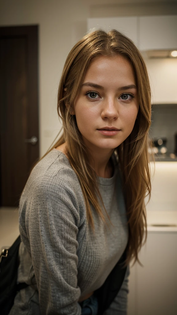 Norwegian  girl, realistic image, image from afar