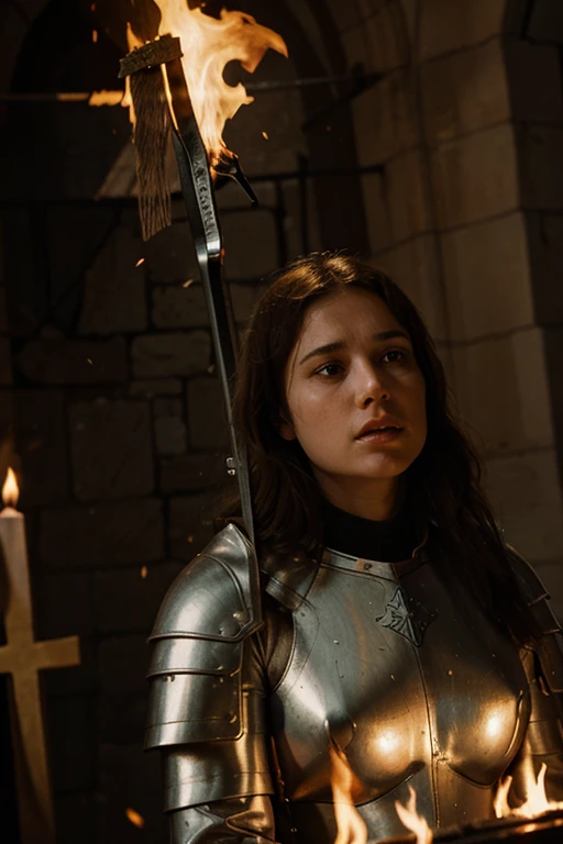 Joan of Arc suffers as she burns at the stake
