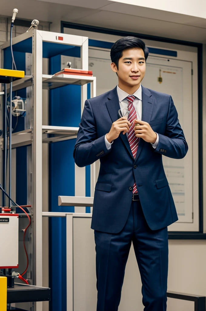 Campeaino who teaches physics to people in suits
