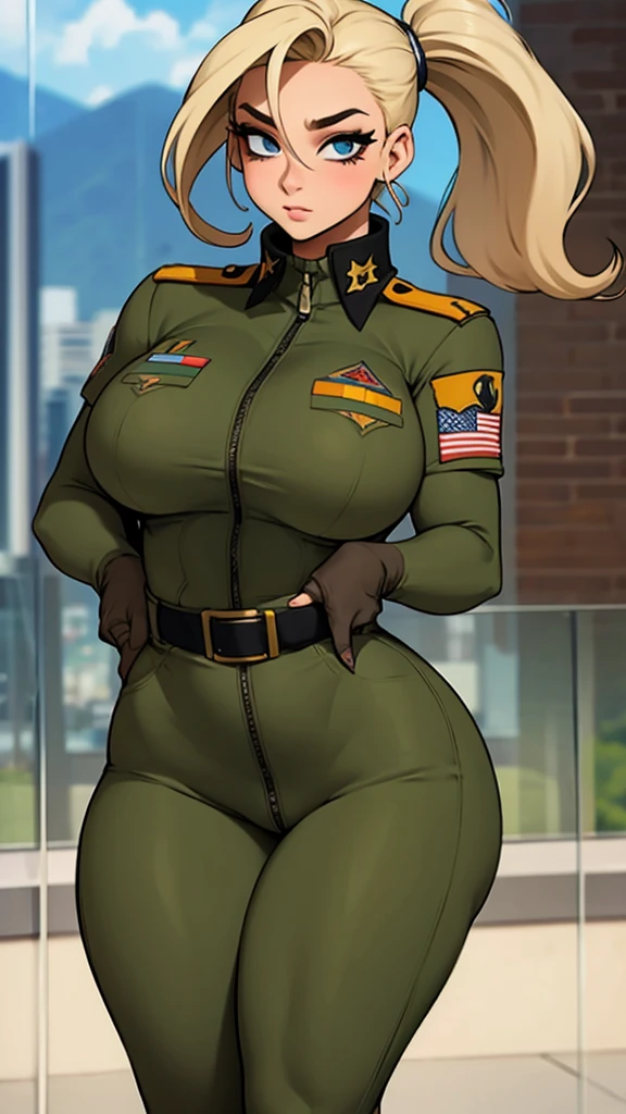 Military woman, curvy, athletic body, uniform 