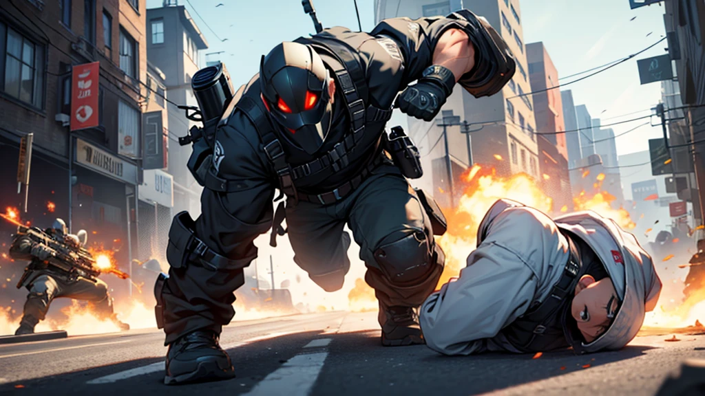 Create a youtube video cover on the subject of video game players taking part in action scenes.