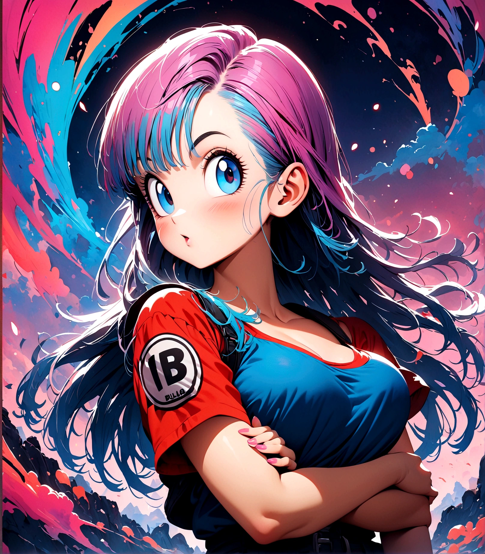 (1girl,bulma,dragon ball), sexy ,Intricate details,Wide range of colors,artwork,rendering,(masterpiece:1.3),(highest quality:1.4),(Super detailed:1.5),High resolution,Very detailed,unity 8k wallpaper,