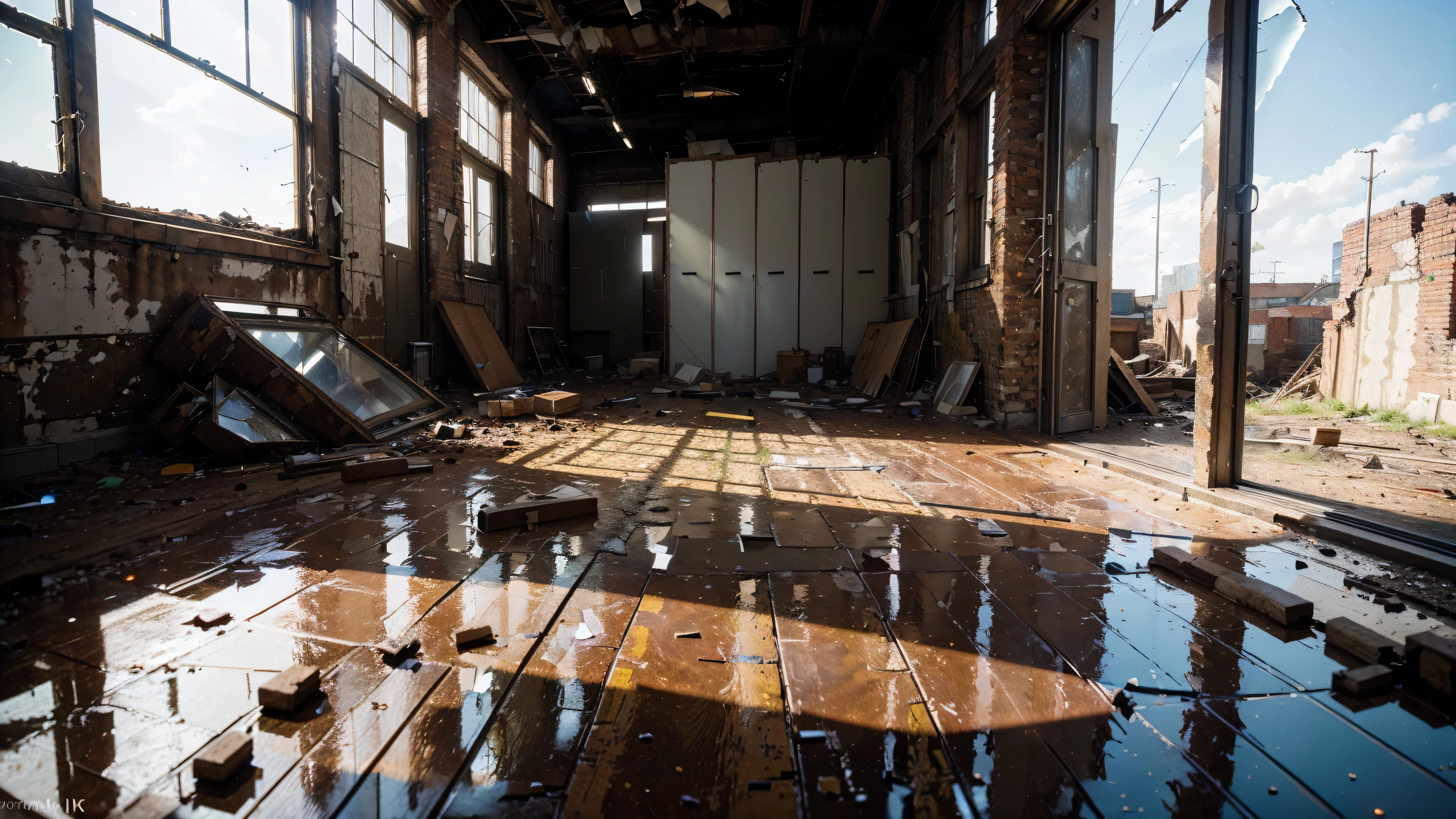 (create an ultra-high definition, hyper-realistic, highly detailed, high-quality image, sharp focus, professional lighting, vivid colors, warm tones and intricate details, representing in detail a abandoned warehouse, rusted metal, grime, oil stains, demolition, rubble, dirt, weathered textures, industrial setting, workshop tools, dirty environment, grease, windows with broken glass with natural sunlight reflecting). Fujifilm XT3 sharp focus, professional lighting, vivid colors, intricate details, film grain, Fujifilm XT3 realistic painting art, f5.6, physically-based rendering, natural lighting, cinematic lighting ,dramatic lighting, professional, dynamic movement, colorful lighting, vibrant colors, studio lighting, professional photography, cinematic composition, symmetrical framing, landscape, Utilize state-of-the-art deep learning models and adjust parameters according to quality metrics such as Structural Similarity (SSIM) and Perceptual Loss to create an image that is indistinguishable from a real, high-quality photograph , fine-tuning, (be creative), (best quality,4k,8k,16k,Highest,masterpiece:1.2),(realistic,photorealistic,photo-realistic:1.37), (extremely detailed CG unit, 16k wallpaper), 16k UHD, 16k HDR, (ultra-high definition, hyper-realistic, highly detailed, high-quality image, sharp focus, professional lighting, vivid colors and intricate details),