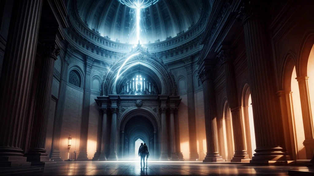 watch port, large hall, sky from another dimension, big by magic portal, 8K DETAILS, atmospheric