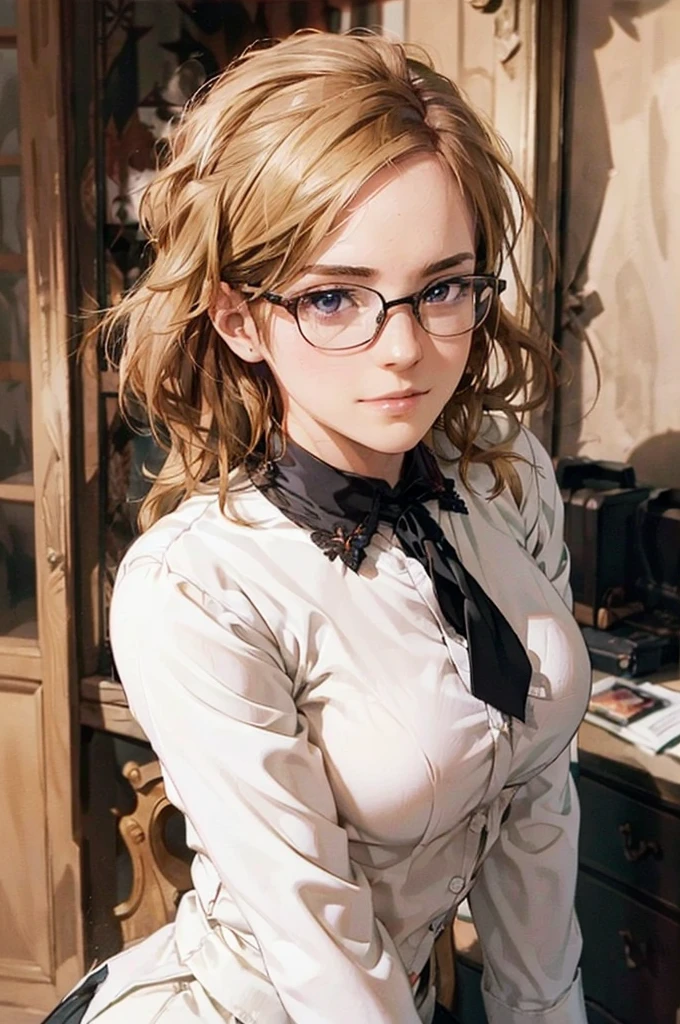 Masterpiece, 最high quality, high quality, High resolution, high quality texture, high quality shadows, High resolution, Beautiful details, Detailed CG, Detailed Texture, Realistic representation of face, Realistic, colorful, delicate, Cinematic Light, Side light, Lens flare, Ray Tracing, sharp concentrated, (1 Girl,concentrated:1.3), ( Intricate details, compensate, PureErosFaceV1:0.5), (細部まで美しいdelicateな顔, 緻密で美しいdelicateな瞳, Perfect Facial Proportions, Dense skin, Optimal ratio of four fingers to one thumb,Unified 8k wallpaper, Arms under chest, Modest chest, Wide Hips, Smooth upper abdomen, 35 years old, blue eyes, glasses, air fortress hair, blonde hair, house wife, the gaze of true love, lips of temptation, A look full of compassion ,a smile full of love, i love you, Acting lovey-dovey, I love you so much I'm crazy,

cabin attendant uniform,white blouse,tight fitting black skirt,black stockings, excellent secretary ,working as a secretary, wooden desk, wooden chair