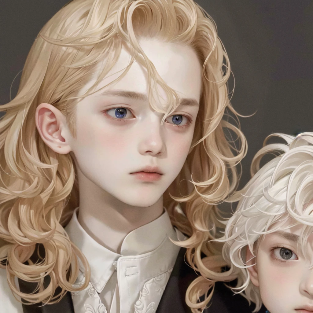 masterpiece, 1 boy, face up close, high quality, 8K, Ultra HD, actor, Curly long blonde hair