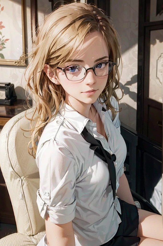 Masterpiece, 最high quality, high quality, High resolution, high quality texture, high quality shadows, High resolution, Beautiful details, Detailed CG, Detailed Texture, Realistic representation of face, Realistic, colorful, delicate, Cinematic Light, Side light, Lens flare, Ray Tracing, sharp concentrated, (1 Girl,concentrated:1.3), ( Intricate details, compensate, PureErosFaceV1:0.5), (細部まで美しいdelicateな顔, 緻密で美しいdelicateな瞳, Perfect Facial Proportions, Dense skin, Optimal ratio of four fingers to one thumb,Unified 8k wallpaper, Arms under chest, Modest chest, Wide Hips, Smooth upper abdomen, 35 years old, blue eyes, glasses, air fortress hair, blonde hair, house wife, the gaze of true love, lips of temptation, A look full of compassion ,a smile full of love, i love you, Acting lovey-dovey, I love you so much I'm crazy,
cabin attendant uniform,white blouse,tight fitting black skirt,black stockings, excellent secretary ,working as a secretary, wooden desk, wooden chair