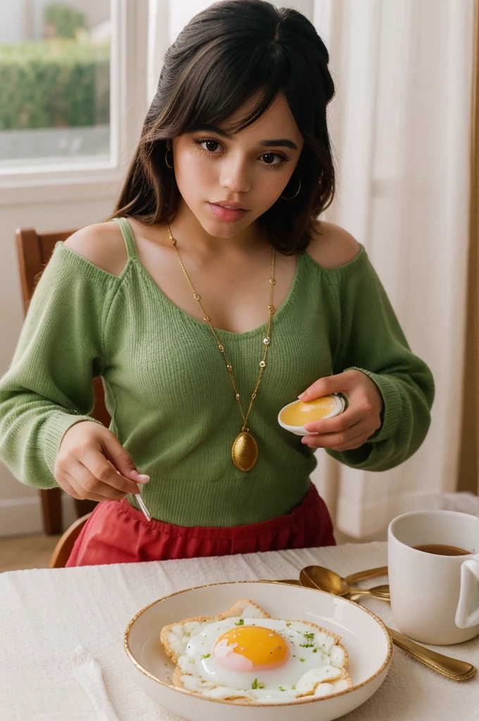 jenna_ortega she eating eggs