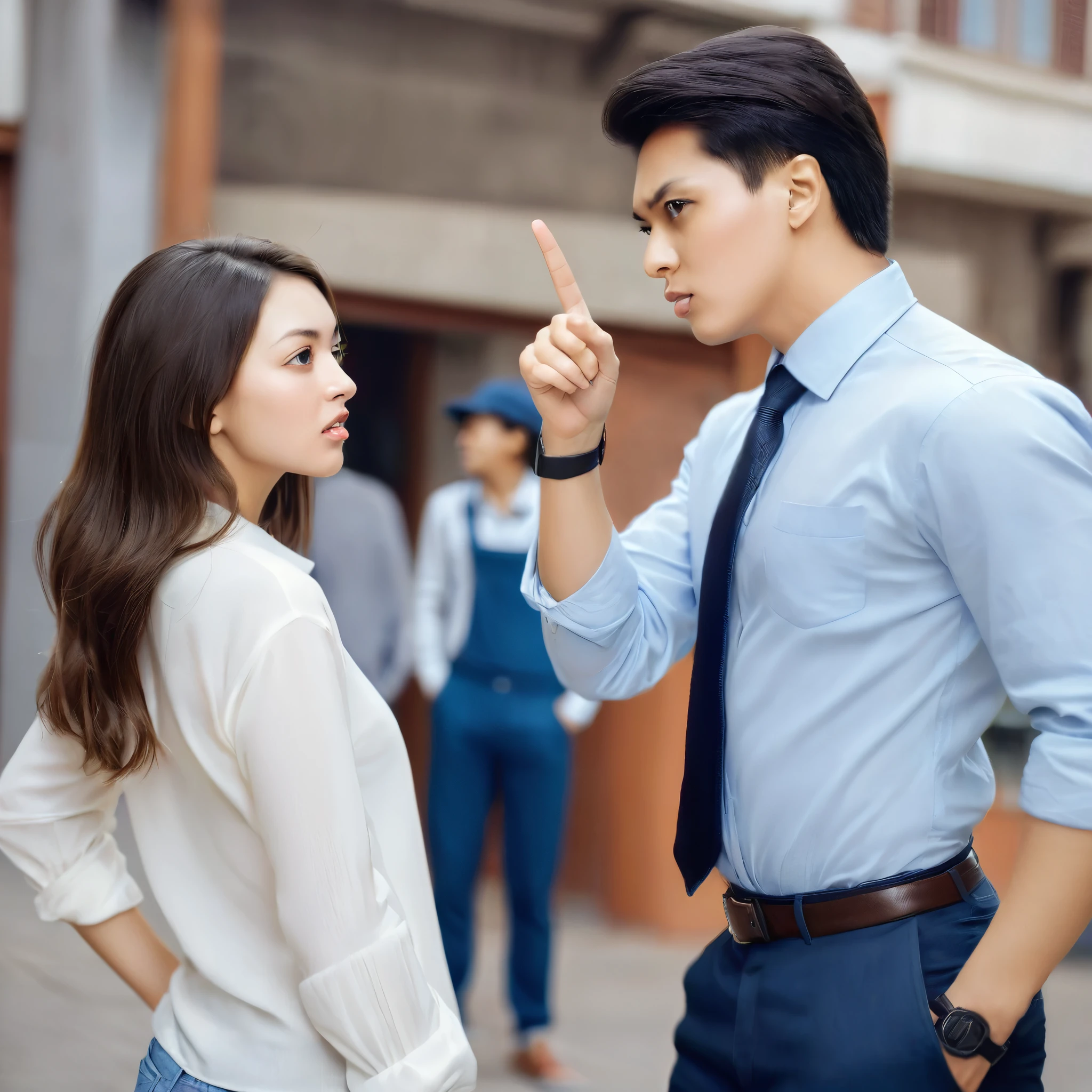Men and women Be careful of your opponent Pointing the finger at someone