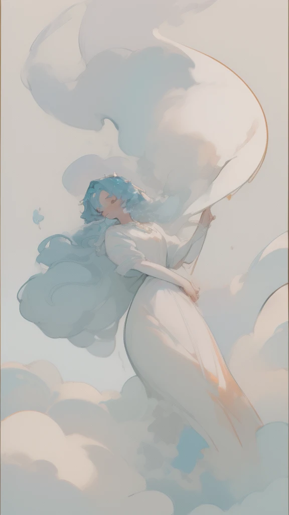 ((SFW:1)), sfw clothes, (best quality,4k,8k, high res,masterpiece:1), ((masterpiece)), (((best quality))), slightly muted colors, hair color, hairstyle fax, eyes, clouds, flowy hair, stars in hair, adult, starry eyes, sea, ocean, celestial, hairstyle fax, deity, muted blue hair, sky-like hair with stars, ocean hair, soft smile, (({comforting aura})) (((abstract:0.7, melting elements from the painting, ghostly, transparent))), angels, luminous, bright character, ghostly luminous character, siren, mesmerizing siren, longing, ((so full of feelings)), ((({divine goddess, divine poses, bringing comfort and compassion, full body poses, godly painting and divine style}:0.9))) 
iridescent hair:0.6, beautifully painted, intricately detailed in such a way that enhances the feel of the artwork, focusing on the details of face and overall silhouette, super focus on the eyes and overall expression
