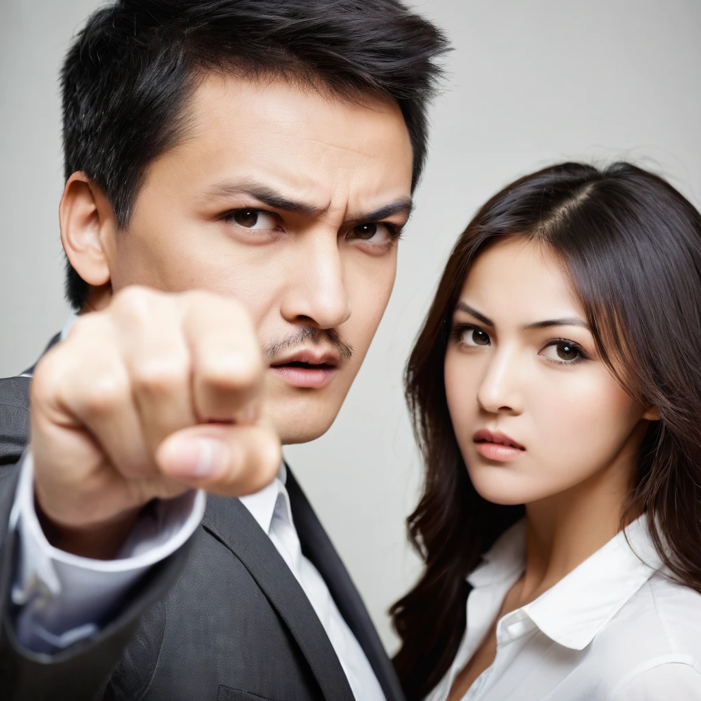 Men and women Be careful of your opponent Pointing the finger at someone