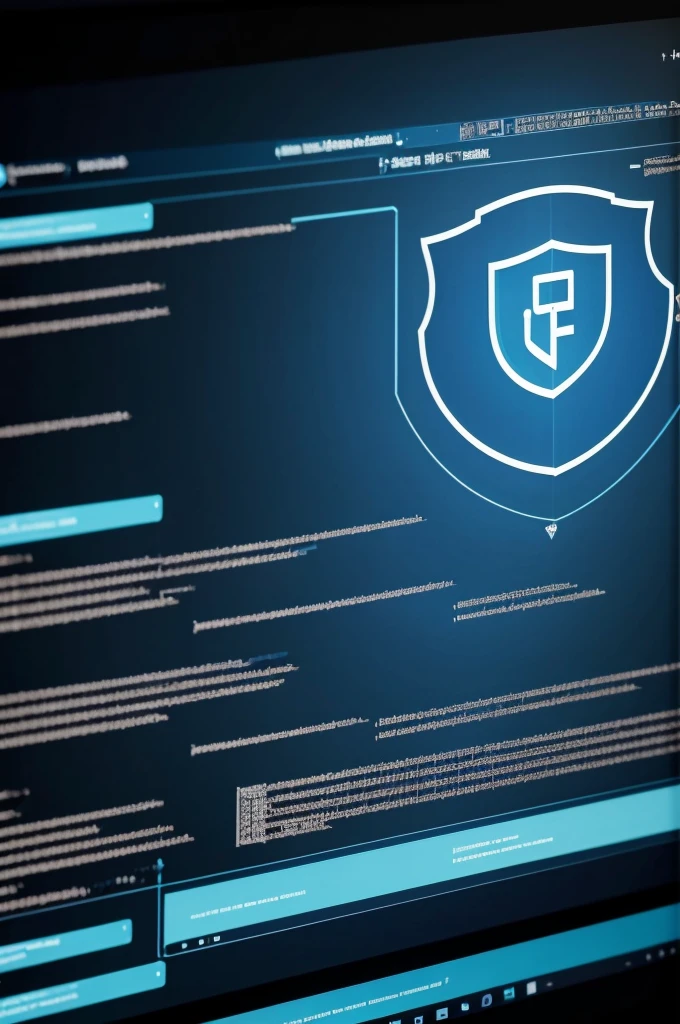 "Create a representative image for SAST code analysis services (Static Application Security Testing). The image should show a software developer at his workstation, reviewing lines of code on a computer screen. Include elements such as a code analysis software interface that highlights security vulnerabilities and bugs in real time. View code audit graphs and security reports. Add details such as shield and lock icons to symbolize code protection and security. The scene should convey the thorough review and fixing of vulnerabilities from the development stage, ensuring application security, realistic style, elegant and modern.