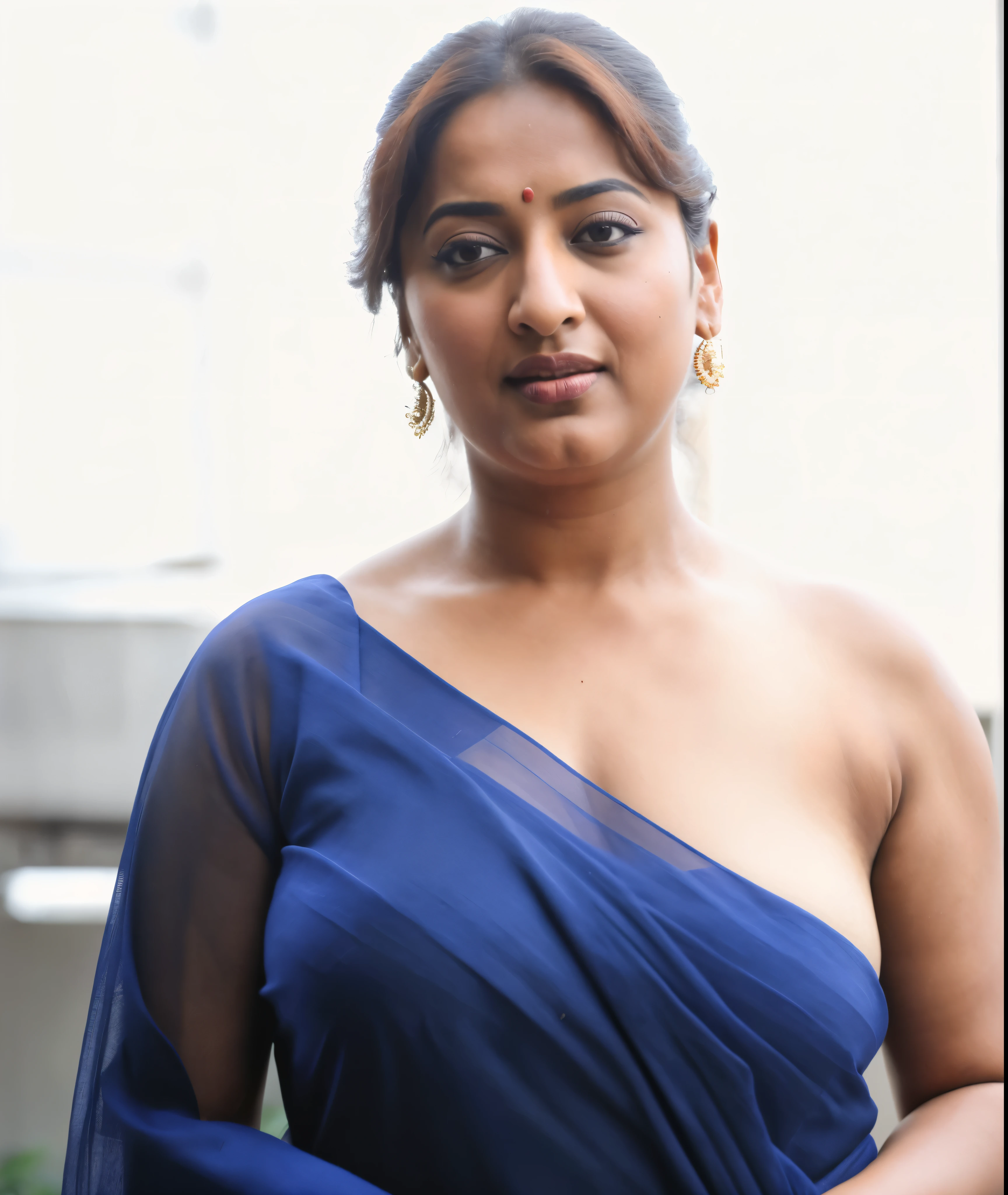 Foto RAW, photorealistic, photography, full body shot, 50 years old Woman, master shot, perfect eyes, goddess like beauty, pierced eyes, perfect thick chubby mallu Desi aunty bhabhi, Wearing a Stanapatta, a chest-band.Saree model, model Photography, Indian saree shoot, Indian traditional wear advertising photography, traditional wear brand shoot, face of Indian actress Sonakshi Sinha, masterpiece, realistic, realism, incredible details, pleasure, photorealism, detailed skin, skin pores, high contrast, photorealistic Artstation 8k HD digital art trend of high definition and detailed realistic skin texture, ultra detail, realistic skin texture, armature, best quality, ultra high definition, (photorealistic:1.4),, high resolution, detail, raw photo, sweat, Re sharp, by Lee Jefferies Nikon D850 Film Stock Photo 4 Kodak Portra 400 Camera F1.6 Lens Rich Color Ultra Real Realistic Realistic Textures Dramatic Lighting Unreal Engine Trending at Art Station Cinestill 800,(pele altamente detalhada: 1.2), 8k UHD, DSLR, soft-lighting, alta qualidade, grain of film, Fujifilm XT3,she didn't like to wear blouse or bra, she is happy to wear only saree, she hates blouse or bra, detailed hairy armpits, hyper realistic skin, skin pores, sweat, veins,