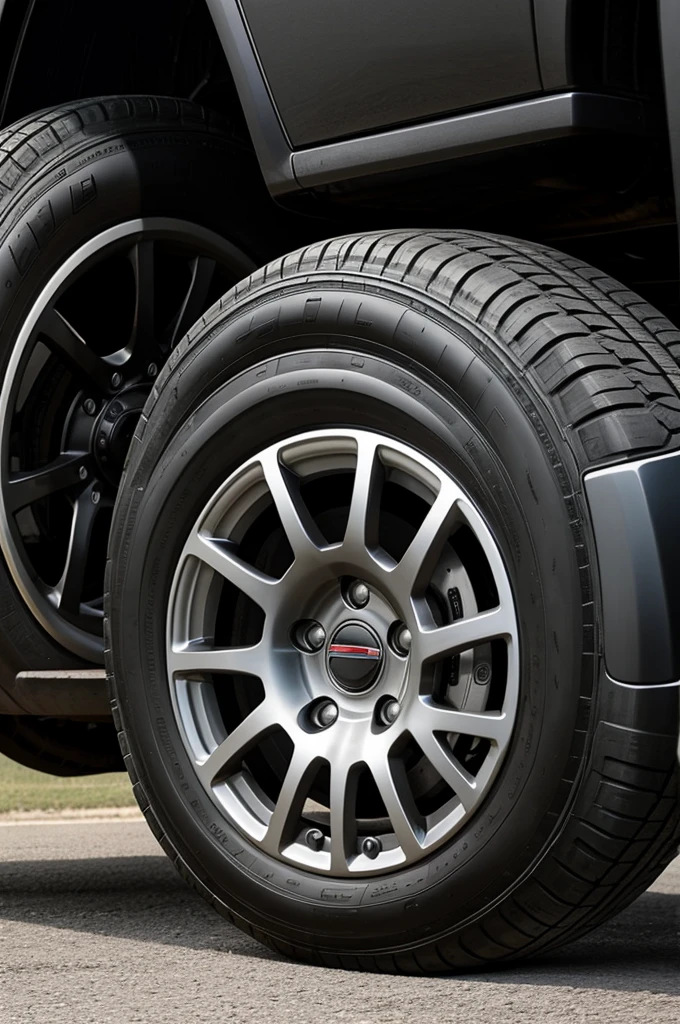 A car with 3 tires