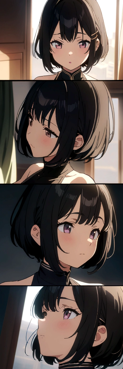 masterpiece, best quality, 8k,1girl, riding on dick,black hair,short hair,medium breas,Anime