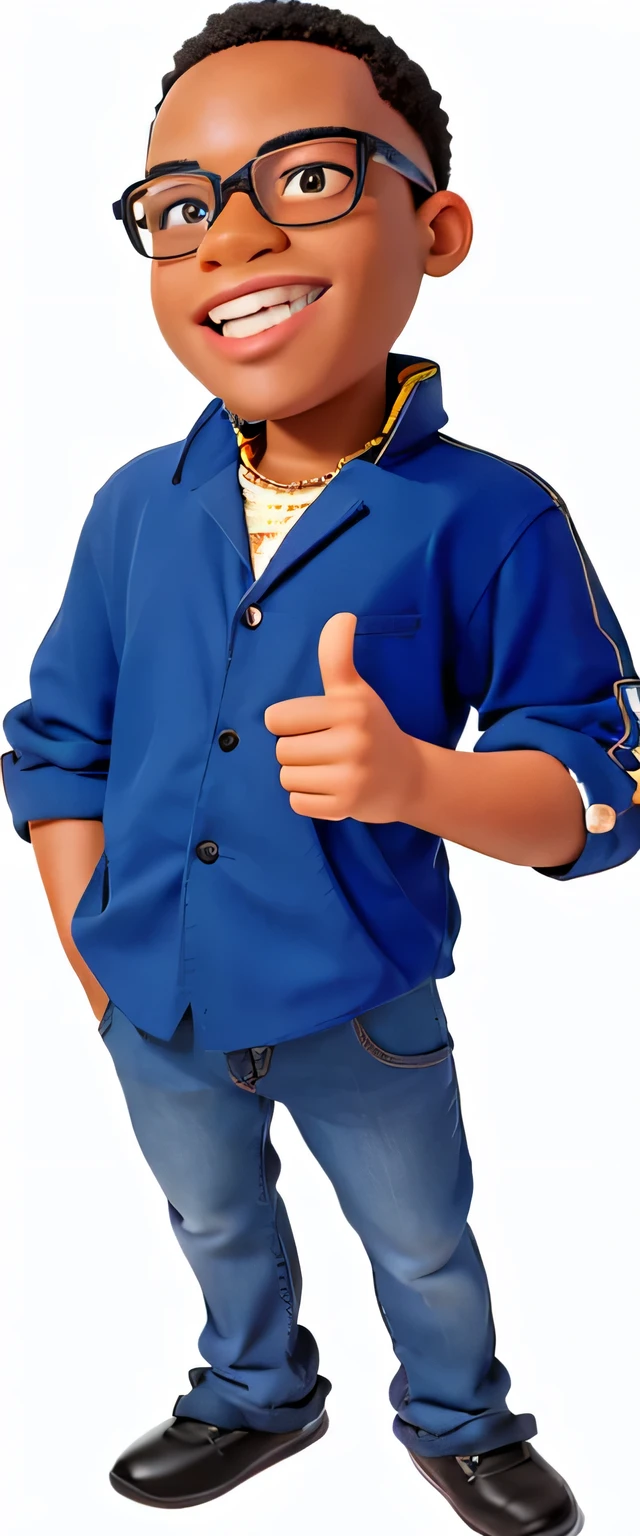 black boy with glasses giving the thumbs up sign