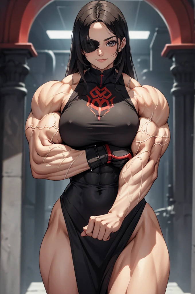 ((Masterpiece)), ((body perfecto)), ((rostro very offinido)), 1girl, Alone woman, ((breasts larger than head)), body_complete including head using 6/7_of_optimized centered width_for_iPhone, bimbo_Viking mature tall with large muscles posing_sexy_Their_beefy, pectorales granofs y masivos, cabello very largo color rojo_Clear, White skin, perfect face, Very offined muscles, musculature_very_round swollen venous, large muscles with veins, ropa very sexy, pechos very granofs, piernas very largas y gruesas, piernas beefyas, pantorrillas granofs, caofras anchas, large buttocks, muscular glutes,(1 beautiful woman)、(Very huge muscles)、(Unusually large muscles)、(Red cyberpunk military uniform all over the body:1.3)、(Red aura emanating from clothes:1.5)、(Military equipment:1.2)、(White hair)、(an eye patch:1.3)、(30-years old)、(confident grin:1.2)、(Dark hair)、(Top image quality)、(8K picture quality)、(masutepiece)、(Full body photo:1.3)、cinematric light, Cinema Shadow, Sharp Image, Extremely detailed,、beautiful effects, Muted colors, Highly detailed image textures, detailed hairs, Detailed face, Detailed eyes, Full body photo、Highly detailed image textures, detailed hairs, Detailed eyes、((Best quality)), ((masterpiece)), ((highly intricate details)),beautiful, high quality, highres, absurdres, light difussion, intricate details, complex details, ((anime)), (anime:1.2) , (perfect face:1.3), extreme detailed eyes, colorful, highest detailed, vibrant colors, high contrast, (8K UHD:1.2), (photorealistic:1.2),(masterpiece:1.4), (best quality:1.4), realistic,medium breast. Immerse yourself in the awe-inspiring presence of a girl with an extraordinary muscular physique in the gym. With her colossal strength and chiseled body, she confidently flexes her muscles, radiating power and determination. Her physique is truly remarkable, featuring bulging muscles that ripple with power. Her arms are adorned with immense biceps and sculpted triceps, each muscle fiber defined and purposeful. Her ch