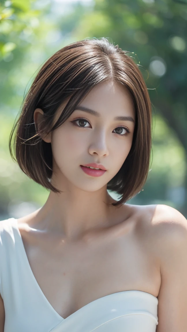 (((Absolutely shoulder-length brown straight short bob)),  and vagina are visible, fully naked, beauty: 1.3, slender abs: 1.1, Half Japanese and half Korean, 28 year old girl、Light eye makeup、Brown Hair Color、Hair blowing in the wind、quality、Shiny Ultra-Realistic Face、glossy、lure、Sweaty,Watery eye、Gaze Up、Subtle lighting effects、Ultra-Realistic Capture、Very detailed、High resolution 16K human skin closeup。Skin texture must be natural、The detail must be such that the pores are clearly visible.、The skin is healthy、Even Tone、Use natural light and colors、High quality photos taken in-house by a model agency photographer、smile、(((SIGMA 300 mm F/1.4、1/1000 sec shutter、ISO 400)))
