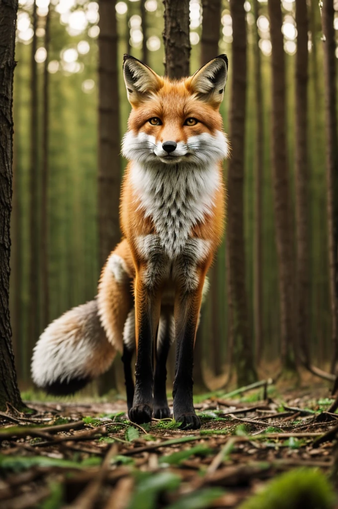 Fox standing in the forest 