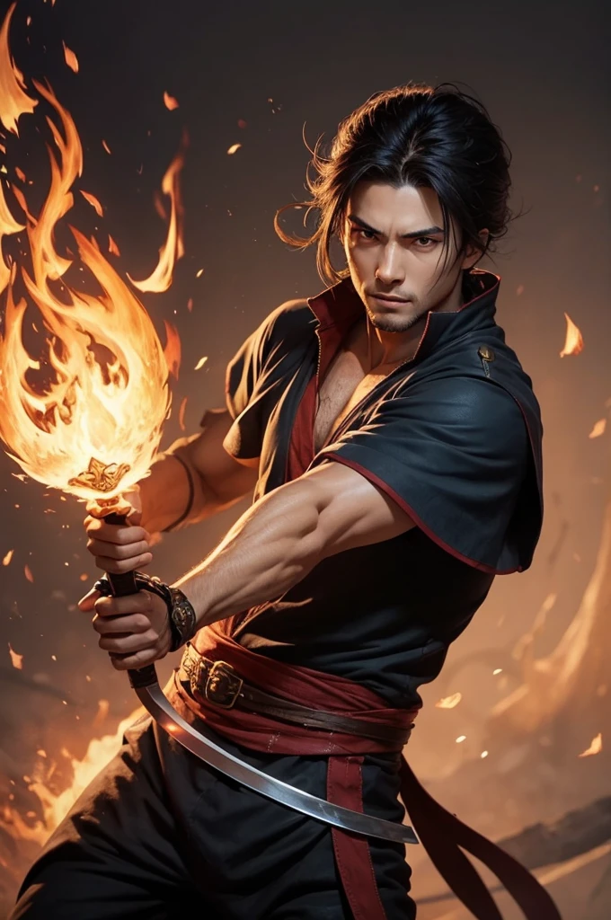 Swordsman with fire skills