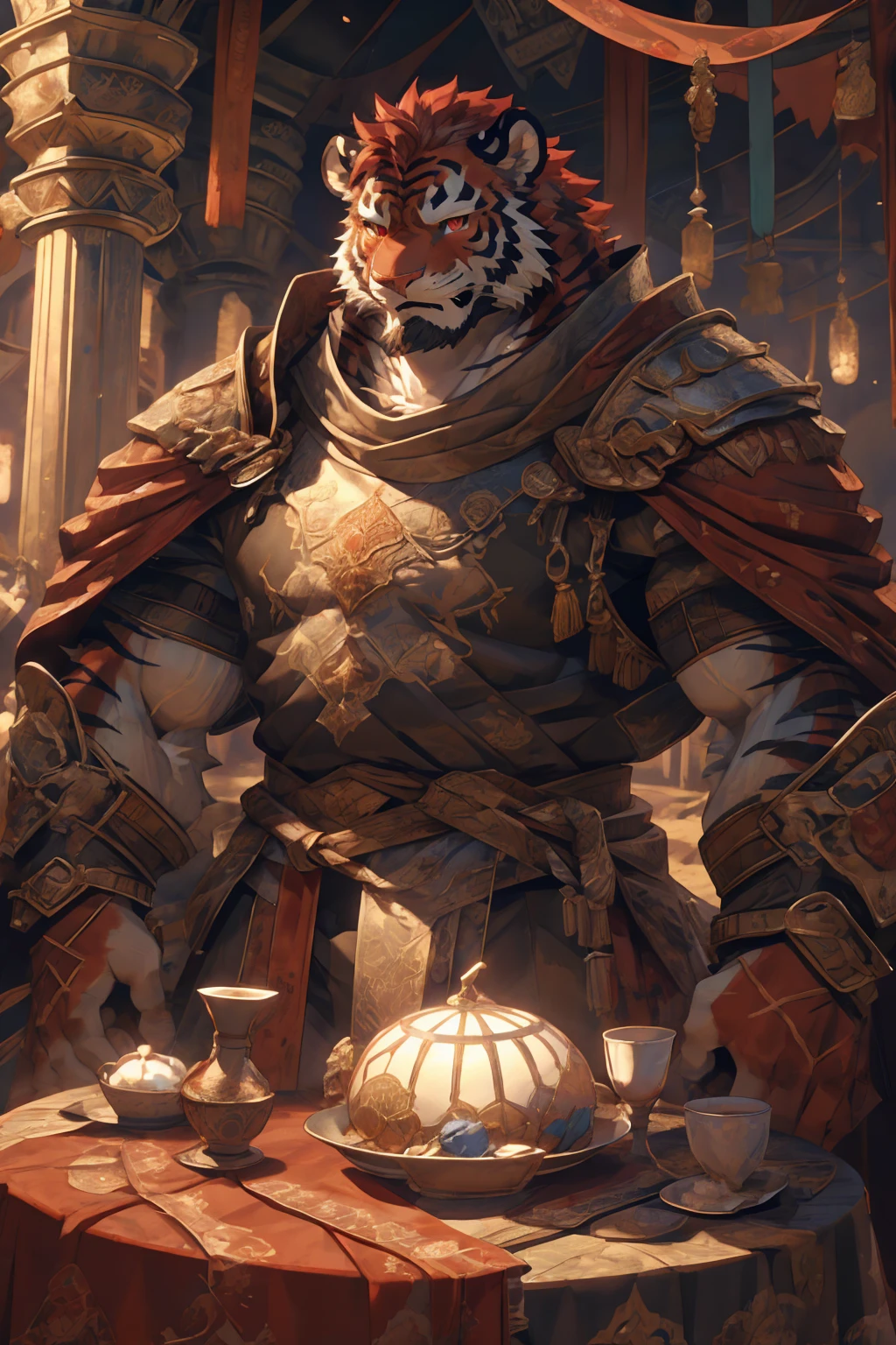 (赤红色tiger),(赤红流火Military commander战袍),(Holding a long sword),Awesome posture,Sitting quietly on the edge of the cliff,(The background is a city with bright lights.:1.2),Abdominal muscles,完美的masterpiece,Various facial details,Close-up view,specific description,masterpiece,cg,(Red eyes),Crimson pattern,Crimson tail,Military commander,Heroic,tiger,Crimson fur,Detailed facial details,),(Half Body),(Long feather),((middle aged)),(Face Focus:1.3),(16K),HD,Red and white abdomen,temple,beard,(Face lines),Heterochromia,(Red battle robe),(Crimson hair),Strong,muscle,(high resolution:1.3),