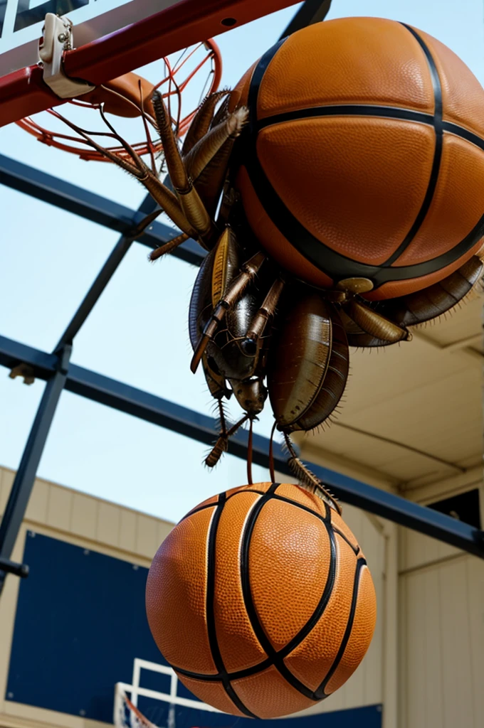 Cockroach playing basketball