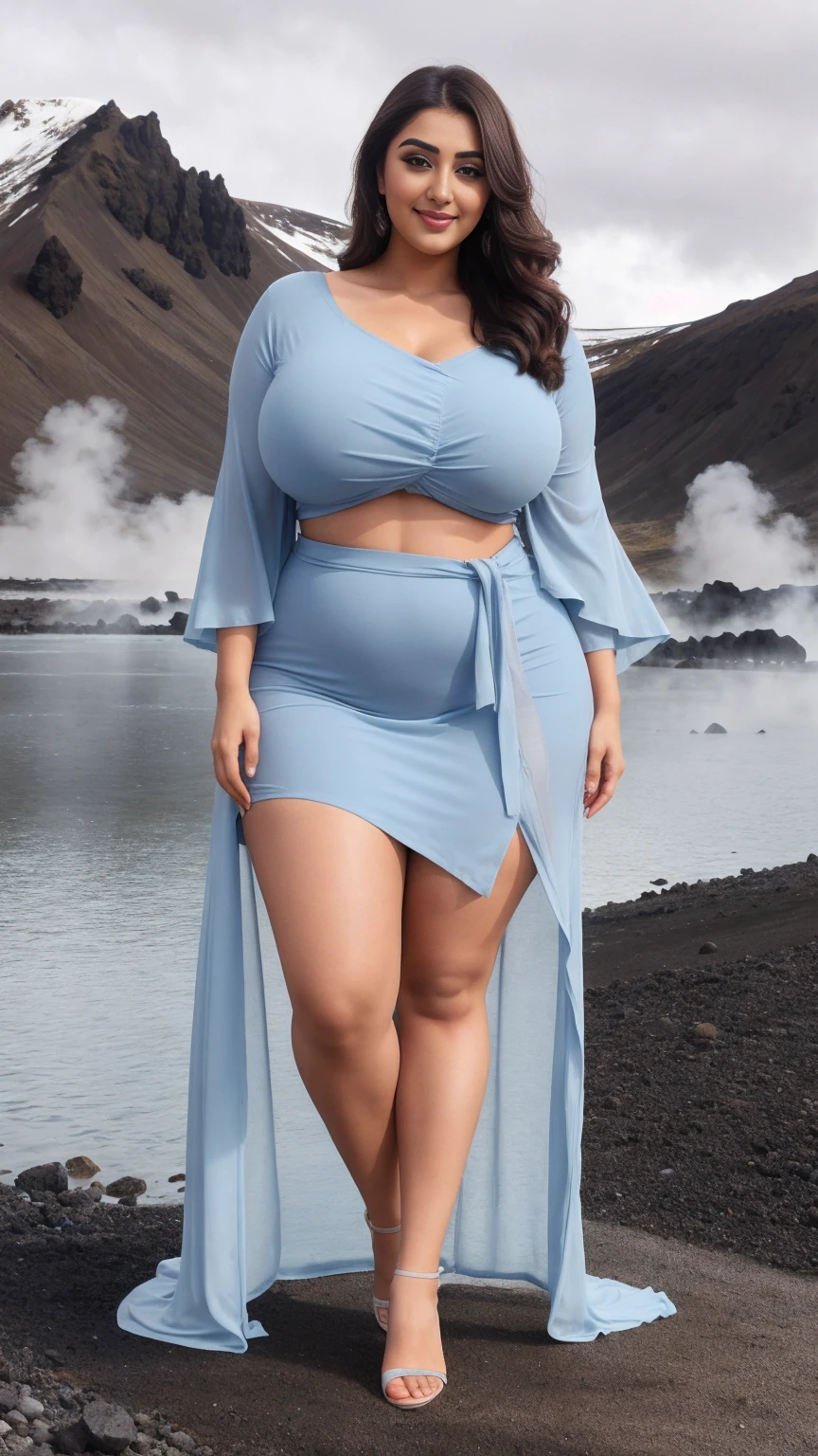 Araffe Curved short dress skirt with small breasts,Big hips Obese underwear Sea swimming and casual beach dress Smoothsky model,round shape, curved shape, attractive smile, Portrait Gabriella Linda, full-length photo, Sucier Red seducer and powerful dress