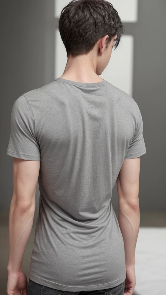 gray t-shirt, back and chest, inanimate object