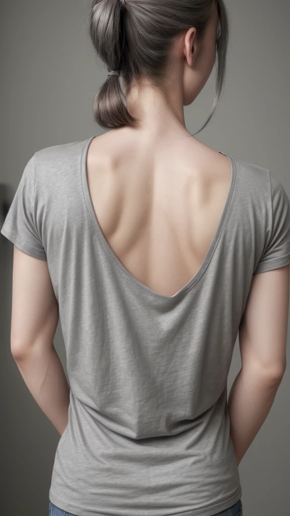 gray t-shirt, back and chest, inanimate object