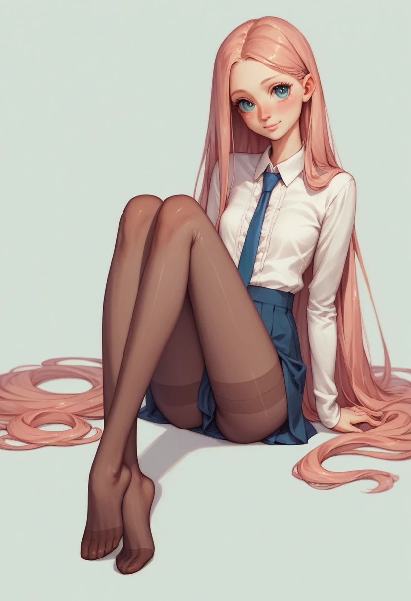 Very very thin anorexia long elongated body. very thin long skinny legs in pantyhose. very beautiful cute face