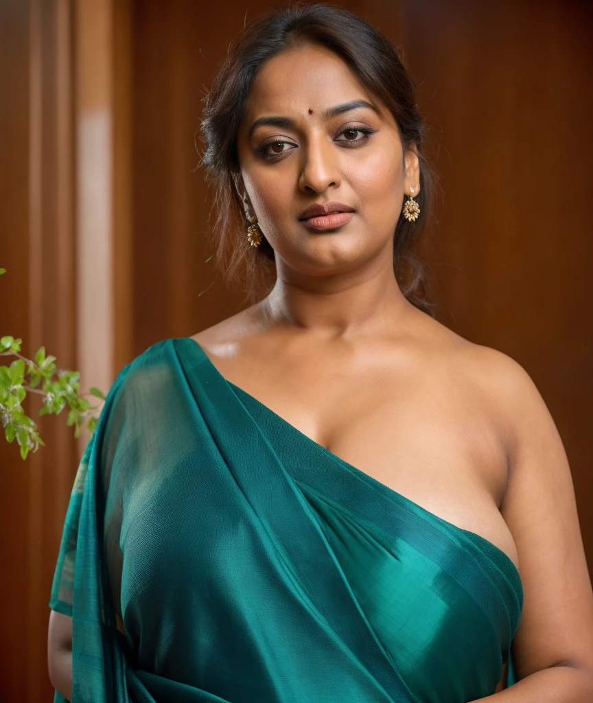 Foto RAW, photorealistic, photography, full body shot, 50 years old Woman, master shot, perfect eyes, goddess like beauty, pierced eyes, perfect thick chubby mallu Desi aunty bhabhi, Wearing a Stanapatta, a chest-band.Saree model, model Photography, Indian saree shoot, Indian traditional wear advertising photography, traditional wear brand shoot, face of Indian actress Sonakshi Sinha, masterpiece, realistic, realism, incredible details, pleasure, photorealism, detailed skin, skin pores, high contrast, photorealistic Artstation 8k HD digital art trend of high definition and detailed realistic skin texture, ultra detail, realistic skin texture, armature, best quality, ultra high definition, (photorealistic:1.4),, high resolution, detail, raw photo, sweat, Re sharp, by Lee Jefferies Nikon D850 Film Stock Photo 4 Kodak Portra 400 Camera F1.6 Lens Rich Color Ultra Real Realistic Realistic Textures Dramatic Lighting Unreal Engine Trending at Art Station Cinestill 800,(pele altamente detalhada: 1.2), 8k UHD, DSLR, soft-lighting, alta qualidade, grain of film, Fujifilm XT3,she didn't like to wear blouse or bra, she is happy to wear only saree, she hates blouse or bra, detailed hairy armpits, hyper realistic skin, skin pores, sweat, veins,