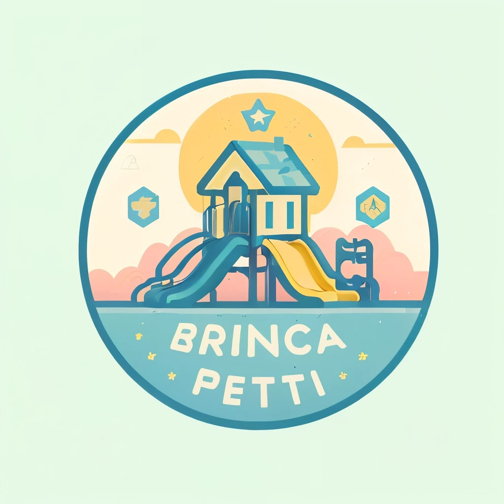 a picture illustration of a playground with a slide and a house, jen bartel, illustrated logo, simple and clean illustration, badge, by Amelia Peláez, sticker concept design, by Bernie D’Andrea, by Brigette Barrager, logo art, stefano brunesci, by Petr Brandl, sticker illustration, mina petrovic, by Brian Snøddy