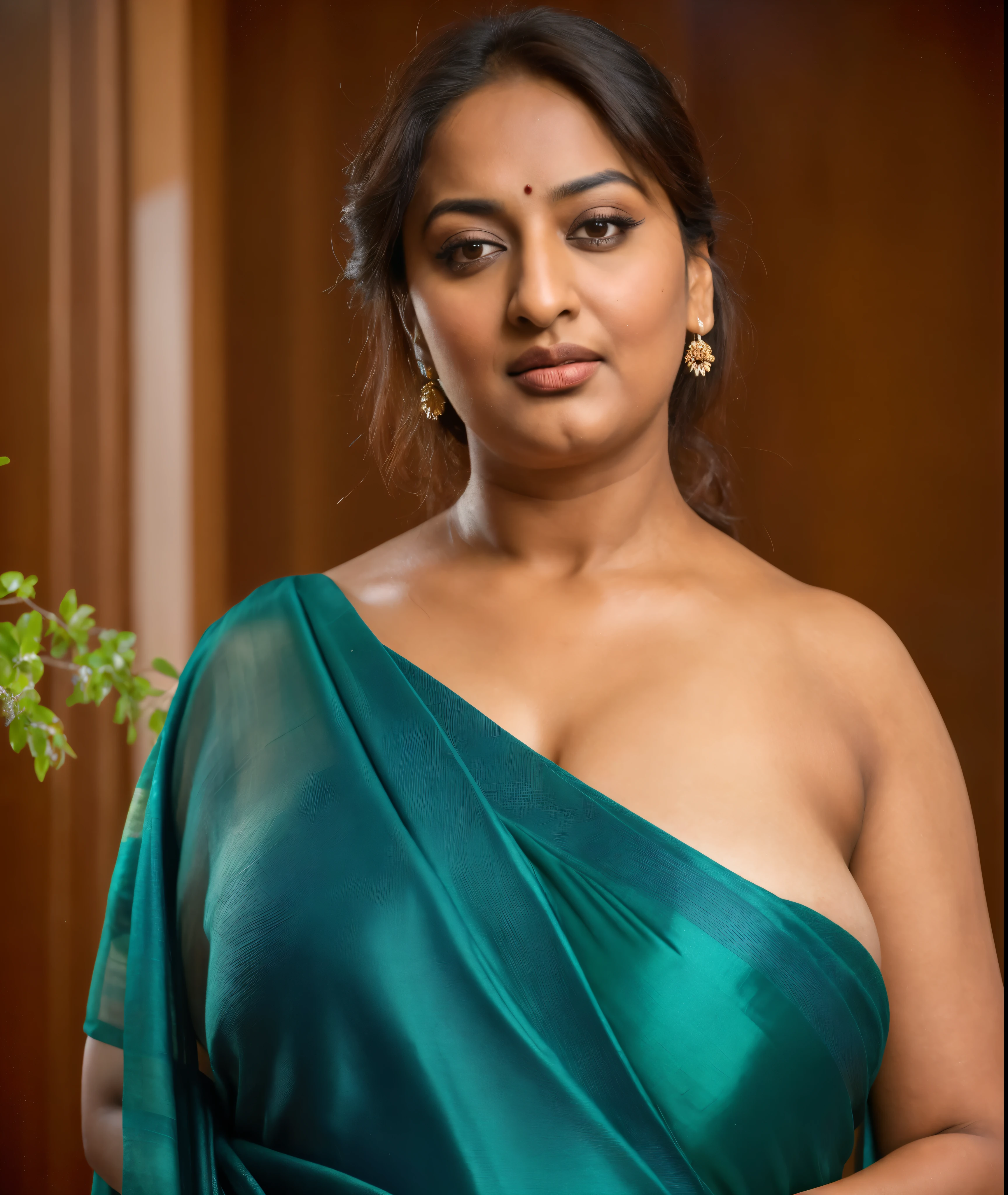 Foto RAW, photorealistic, photography, full body shot, 50 years old Woman, master shot, perfect eyes, goddess like beauty, pierced eyes, perfect thick chubby mallu Desi aunty bhabhi, Wearing a Stanapatta, a chest-band.Saree model, model Photography, Indian saree shoot, Indian traditional wear advertising photography, traditional wear brand shoot, face of Indian actress Sonakshi Sinha, masterpiece, realistic, realism, incredible details, pleasure, photorealism, detailed skin, skin pores, high contrast, photorealistic Artstation 8k HD digital art trend of high definition and detailed realistic skin texture, ultra detail, realistic skin texture, armature, best quality, ultra high definition, (photorealistic:1.4),, high resolution, detail, raw photo, sweat, Re sharp, by Lee Jefferies Nikon D850 Film Stock Photo 4 Kodak Portra 400 Camera F1.6 Lens Rich Color Ultra Real Realistic Realistic Textures Dramatic Lighting Unreal Engine Trending at Art Station Cinestill 800,(pele altamente detalhada: 1.2), 8k UHD, DSLR, soft-lighting, alta qualidade, grain of film, Fujifilm XT3,she didn't like to wear blouse or bra, she is happy to wear only saree, she hates blouse or bra, detailed hairy armpits, hyper realistic skin, skin pores, sweat, veins,