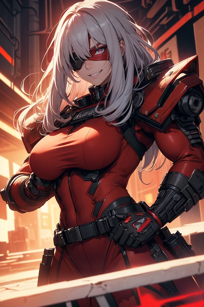 (1 beautiful woman)、(Very huge muscles)、(Unusually large muscles)、(Red cyberpunk military uniform all over the body:1.3)、(Red aura emanating from clothes:1.5)、(Military equipment:1.2)、(White hair)、(an eye patch:1.3)、(30-years old)、(confident grin:1.2)、(Dark hair)、(Top image quality)、(8K picture quality)、(masutepiece)、(Full body photo:1.3)、cinematric light, Cinema Shadow, Sharp Image, Extremely detailed,、beautiful effects, Muted colors, Highly detailed image textures, detailed hairs, Detailed face, Detailed eyes, Full body photo、Highly detailed image textures, detailed hairs, Detailed eyes、 (1 beautiful woman)、(Very huge muscles)、(Unusually large muscles)、(Red cyberpunk military uniform all over the body:1.3)、(Red aura emanating from clothes:1.5)、(Military equipment:1.2)、(White hair)、(an eye patch:1.3)、(30-years old)、(confident grin:1.2)、(Dark hair)、(Top image quality)、(8K picture quality)、(masutepiece)、(Full body photo:1.3)、cinematric light, Cinema Shadow, Sharp Image, Extremely detailed,、beautiful effects, Muted colors, Highly detailed image textures, detailed hairs, Detailed face, Detailed eyes, Full body photo、Highly detailed image textures, detailed hairs, Detailed eyes、 (1 beautiful woman)、(Very huge muscles)、(Unusually large muscles)、(Red cyberpunk military uniform all over the body:1.3)、(Red aura emanating from clothes:1.5)、(Military equipment:1.2)、(White hair)、(an eye patch:1.3)、(30-years old)、(confident grin:1.2)、(Dark hair)、(Top image quality)、(8K picture quality)、(masutepiece)、(Full body photo:1.3)、cinematric light, Cinema Shadow, Sharp Image, Extremely detailed,、beautiful effects, Muted colors, Highly detailed image textures, detailed hairs, Detailed face, Detailed eyes, Full body photo、Highly detailed image textures, detailed hairs, Detailed eyes、
