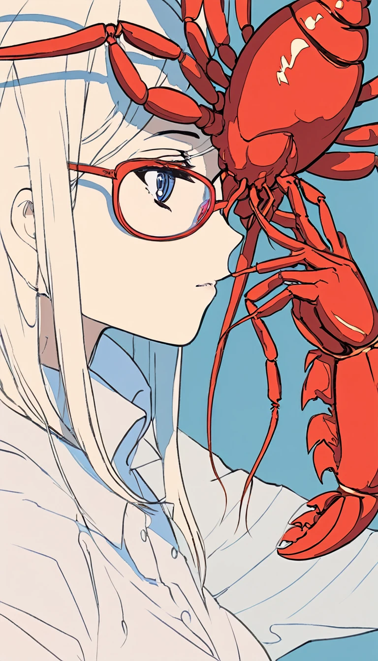 lobster drawing, lobster hold matrini glasess