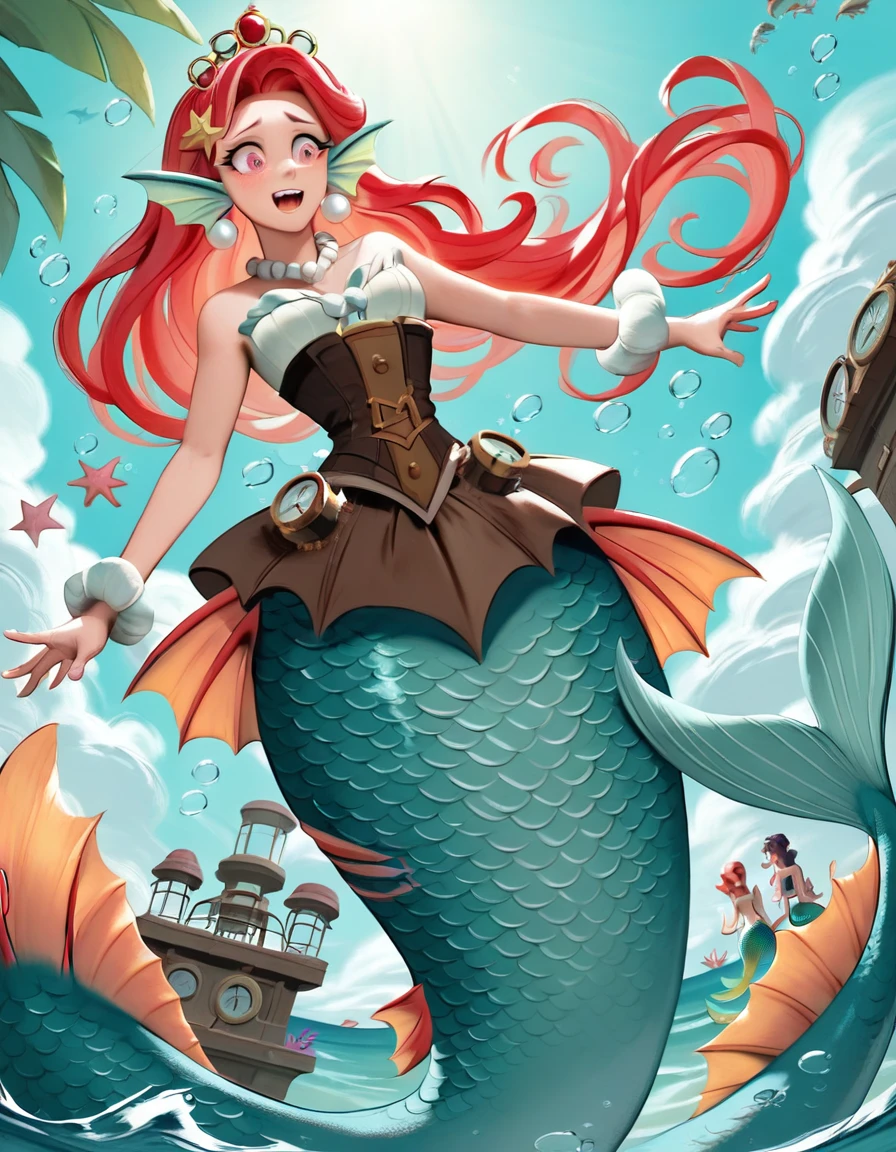 ((best quality)), ((highly detailed)), masterpiece, detailed face, beautiful face, , (1girl), dynamic pose, cowboy shot, (((very wide shot))), <lora:aiomonstergirls_loraLocon:.6>, <lora:animeMermaid_v10:1>, <lora:LoCon_lamia_mermaid:.5>, (mermaid), ((multicolored hair)), black hair, medium hair, (floating hair), orange eyes, fins, head fins, <lora:FishScales_v3:.8>, scales, (outside, at the ocean, dawn, snow storm)