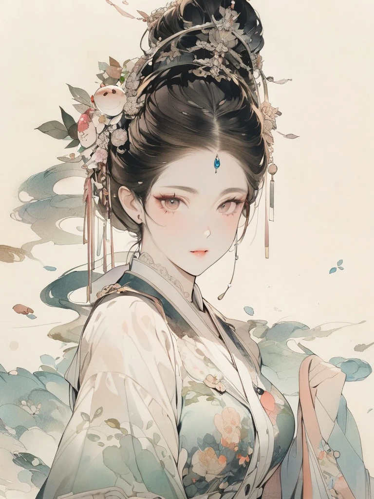 (8K, best quality, masterpiece)，1girl, watercolor(medium), {Practical, original photo, Ultra-fine transparent, image, (Influenced by Yoshitaka Amano&#39;s style:1.6)}, Practical Light, Delicate skin, (Beautiful slim woman, 25 years old, Court Knight:1.5), Thin legs, Fine particles, Long white hair, Detailed fingers, Thin, sex, Ecstasy expression, 动感sex感的姿势, (巨大有弹sex的坚挺胸部:1.4), (sex感指挥官的盔甲, Long skirt, Long red cape, boots:1.2),(The armor has a larger chest opening;1.6), Exposing breasts, (Arcadia, Flower Storm, Many flowers:1.8), Unobscured，Beautiful scenery, (Flowers, Wind and Moon:1.5), Vivid colors, High contrast